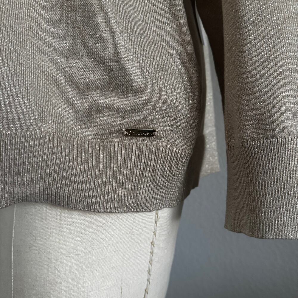 Calvin Klein | NWT Mock Neck Gold and Lurex Sweater with Gold Buttons size XL - Picture 6 of 12